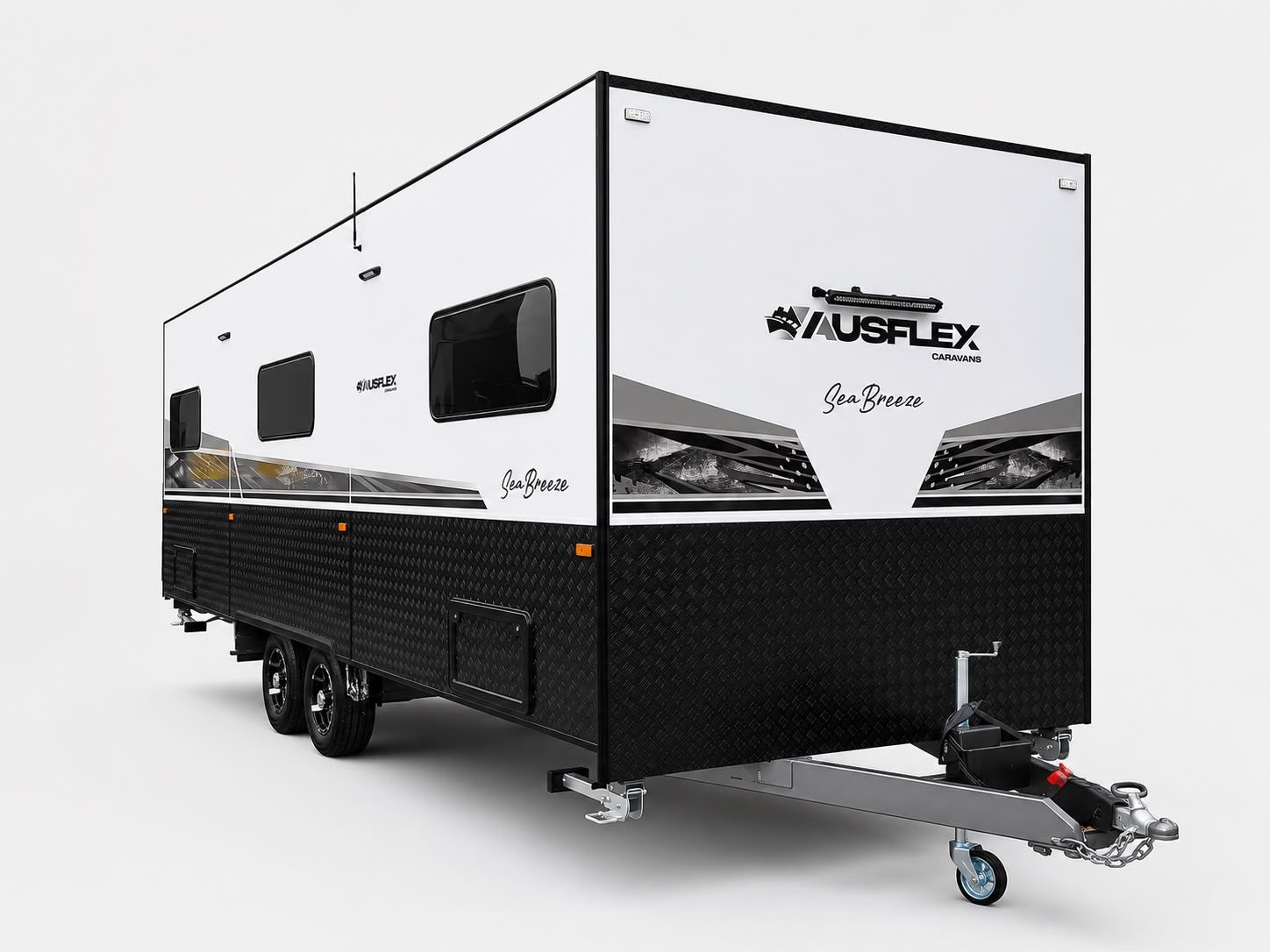 Ausflex Sea Breeze in black and white, front three-quarter studio view