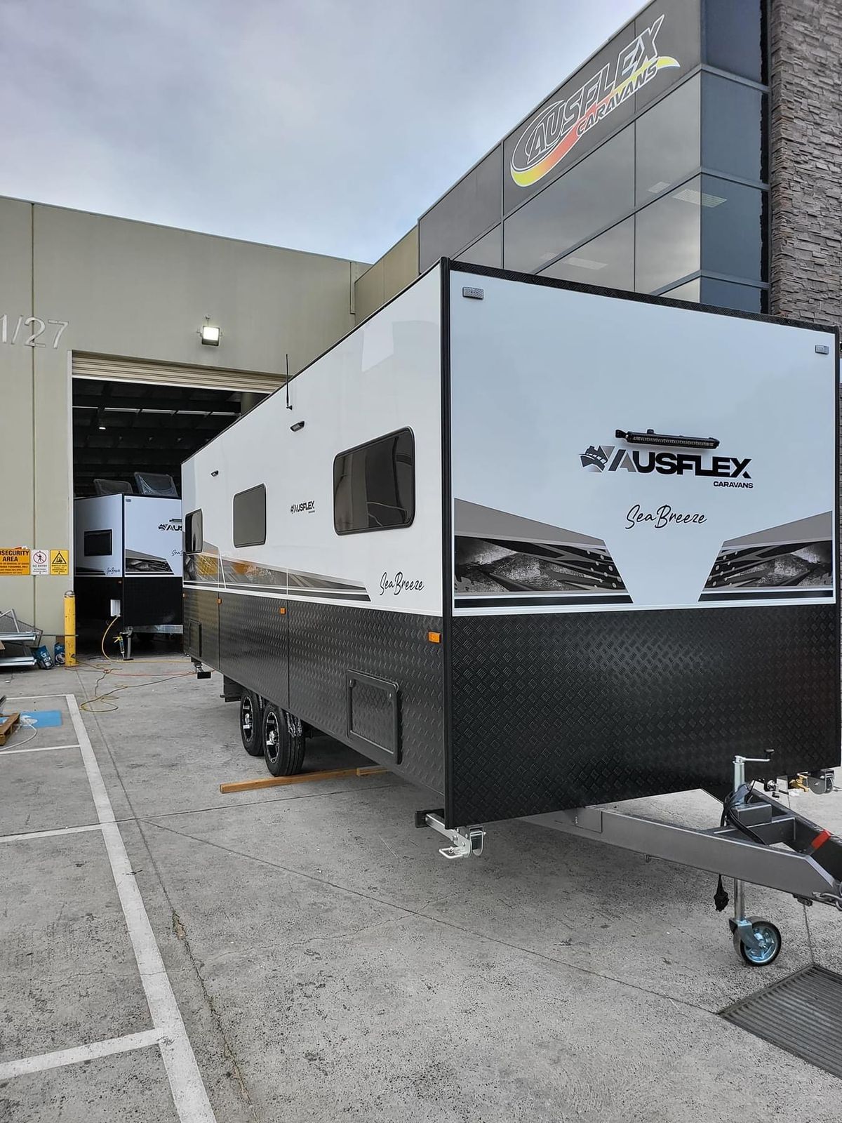 Ausflex Sea Breeze parked at the factory entrance